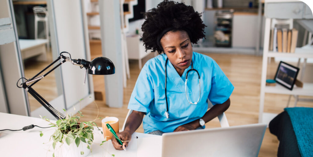 Ohio nurse doing administrative work