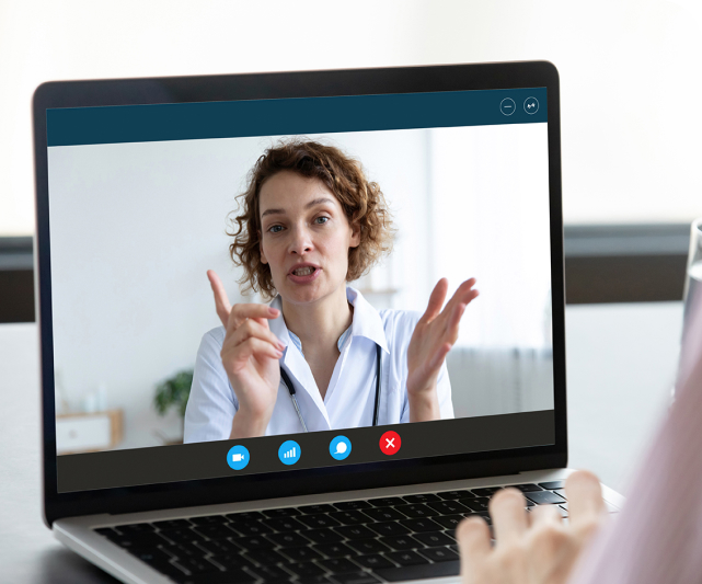 nurse on call on computer