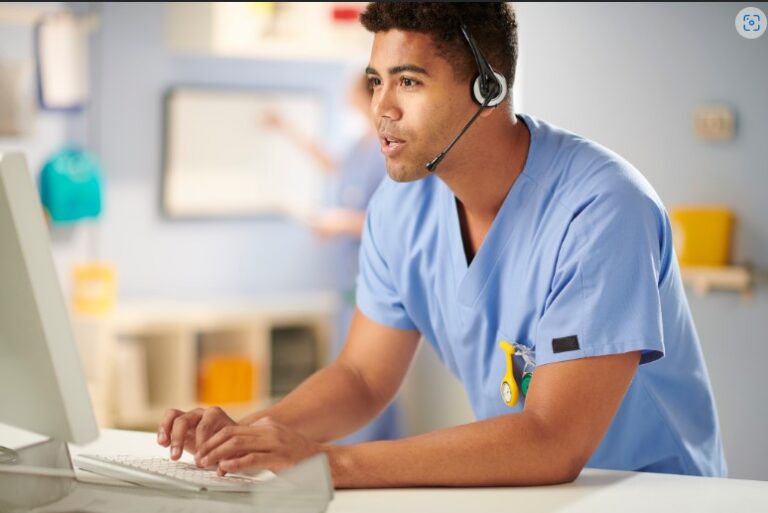 Nurse on computer