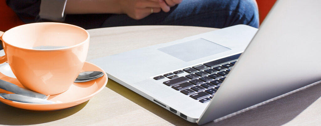 person reading new on computer