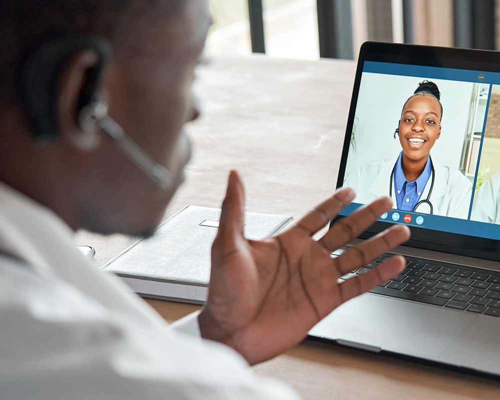 medical hr worker talking on video chat