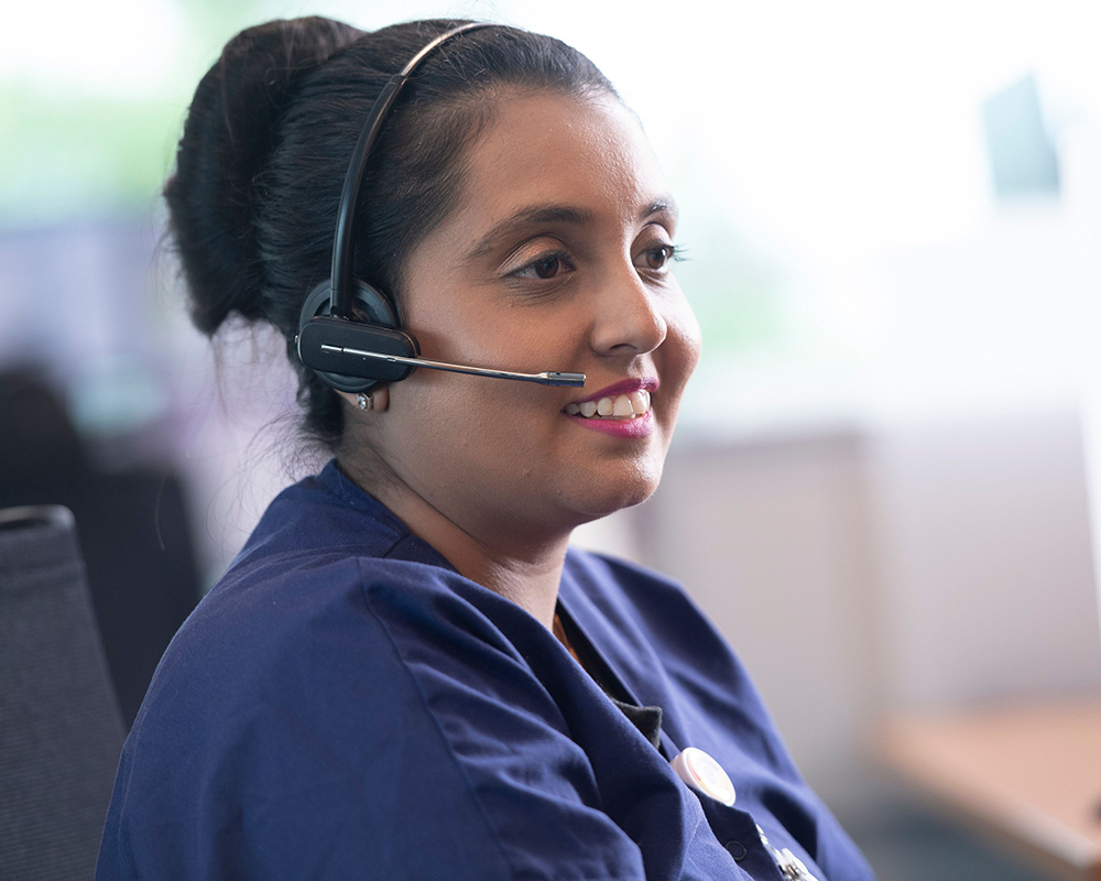 triage nurse with headset