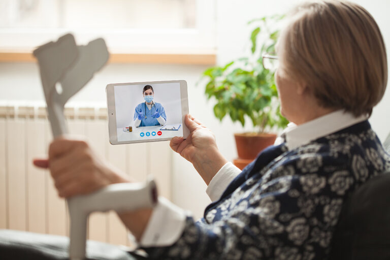 elderly patient on telehealth call